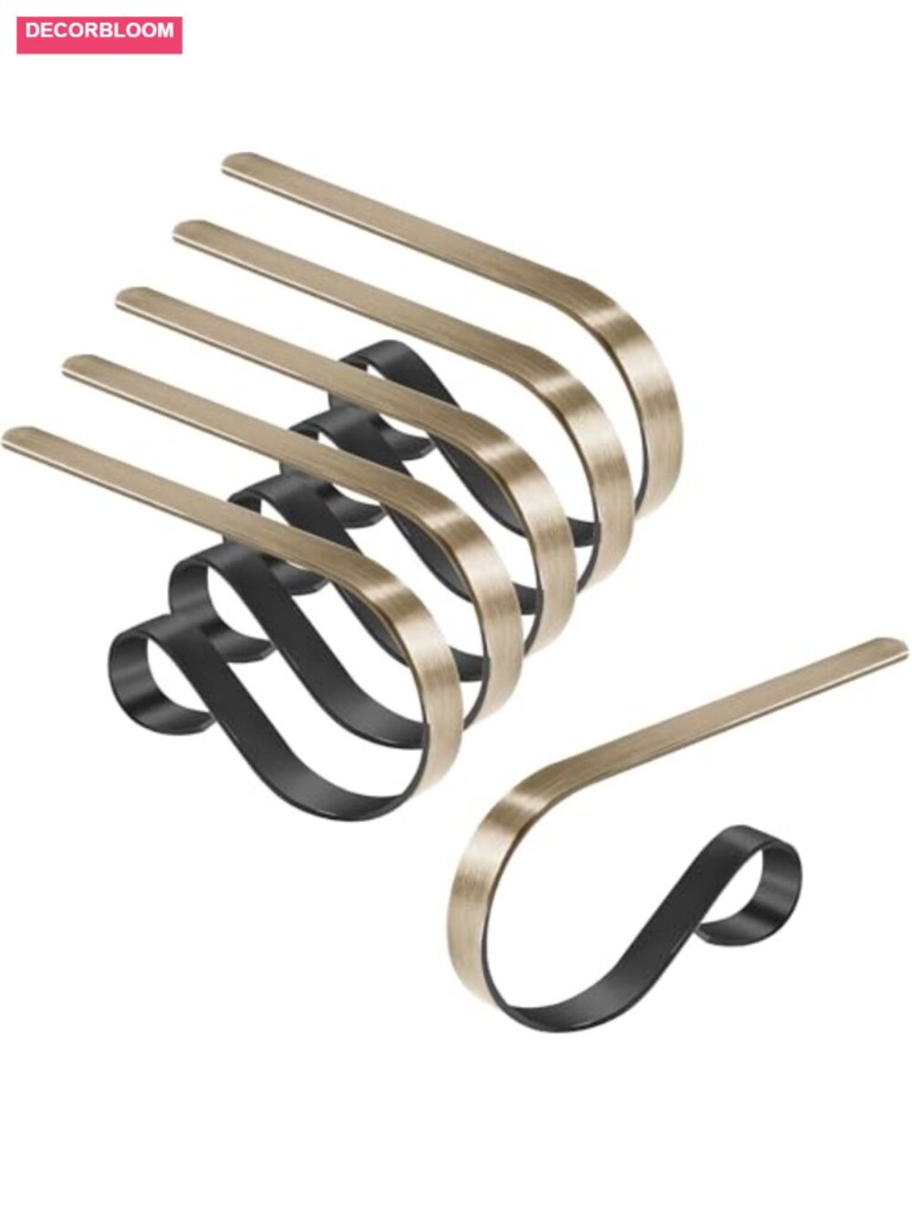 Set of 6 Metal Christmas Stocking Holders Adjustable Non-Slip Mantle Hangers